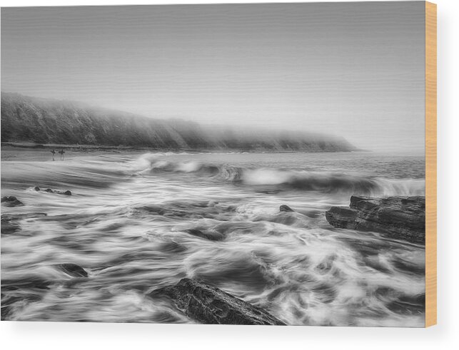 Beach Wood Print featuring the photograph Fog In The Sea by Fran Osuna