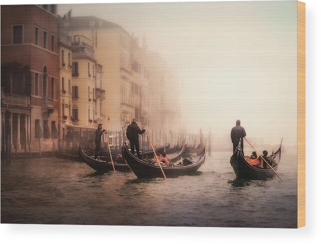 Venice Wood Print featuring the photograph Foggy Venice by Ute Scherhag