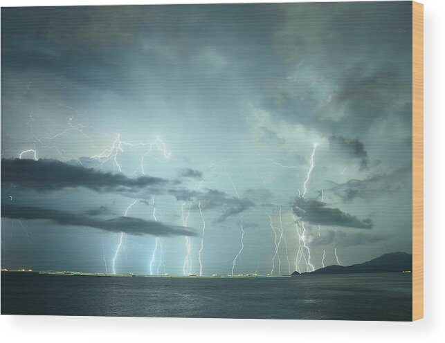 Lightning Wood Print featuring the photograph Force Of Creation by Kenneth Leung