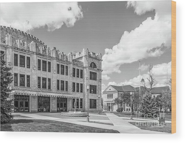 Fort Hays State Wood Print featuring the photograph Fort Hays State University Sheridan Hall by University Icons