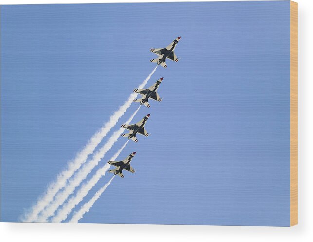 Air Force Thunderbirds Wood Print featuring the photograph Four Us Air Force F-16c Fighting by Visionsofamerica.com/joe Sohm