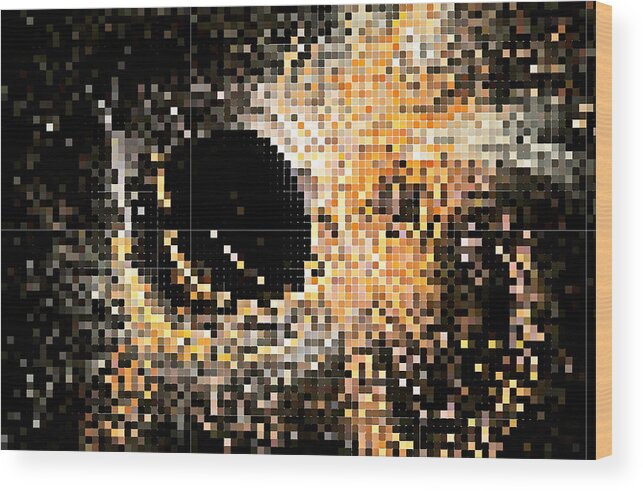 Blocks Wood Print featuring the digital art Fractal Blocks Abstract Gold by Don Northup