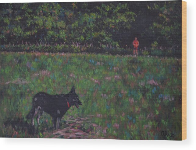 Dog Wood Print featuring the painting Freedom by Beth Riso