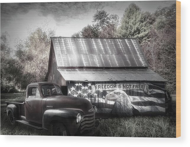 American Wood Print featuring the photograph Freedom is not Free Black and White by Debra and Dave Vanderlaan