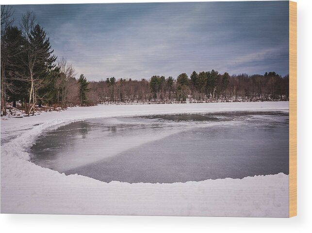 Clouds Wood Print featuring the photograph Frozen Mill Pond by Sandra Foyt