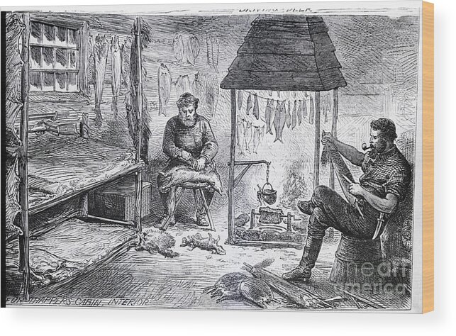 People Wood Print featuring the photograph Fur Trappers Log Cabincanadainterior by Bettmann