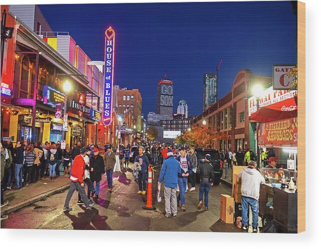 Boston Wood Print featuring the photograph Game night on Lansdowne Street 2018 World Series Red Sox Boston MA 2 by Toby McGuire