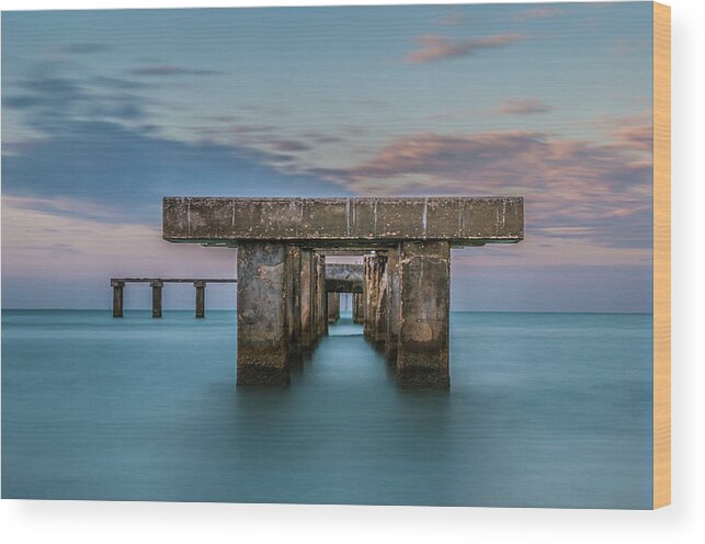 Clouds Wood Print featuring the photograph Gasparilla Island Pier by Joe Leone