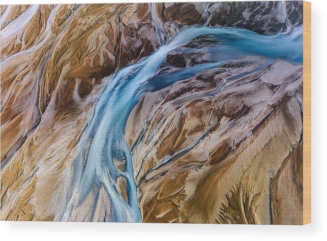 Glacial Wood Print featuring the photograph Glacial Veins At Sunset by Wei (david) Dai