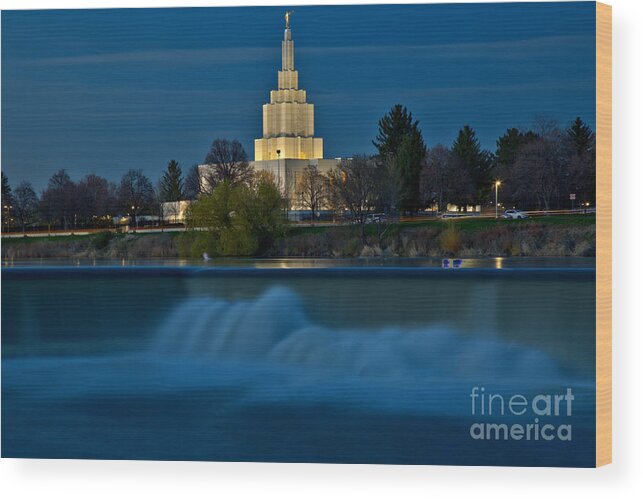 Idaho Falls Wood Print featuring the photograph Glowing Over Idaho Falls by Adam Jewell