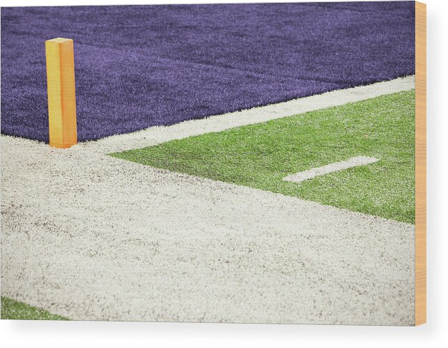 Outdoors Wood Print featuring the photograph Goal Line Marker On American Football by William Andrew