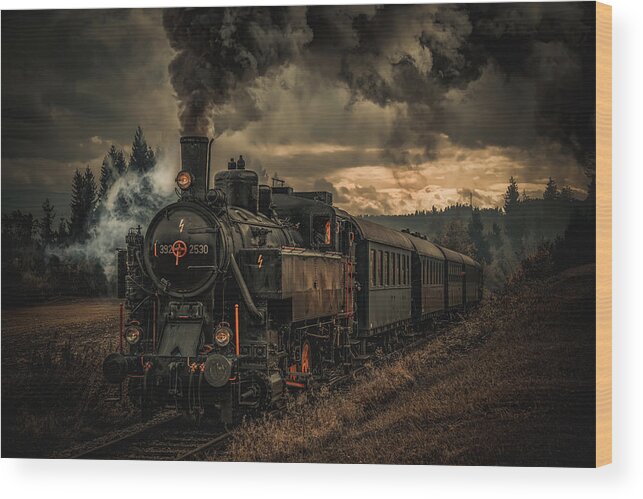 Creative Edit Wood Print featuring the photograph Gold Digger Train by Hubert Bichler