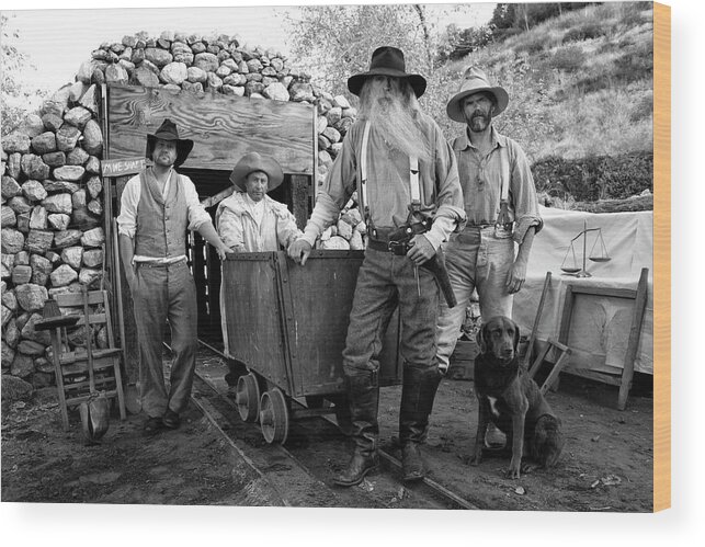 Pets Wood Print featuring the photograph Gold Miners In Front Of A Mine Shaft by Jay P. Morgan
