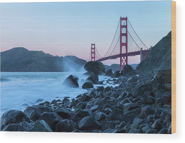 Shoreline Wood Print featuring the photograph Golden Gate At Marshall Beach by Jonathan Nguyen