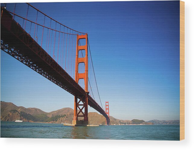 San Francisco Wood Print featuring the photograph Golden Gate Bridge From Below by Halbergman