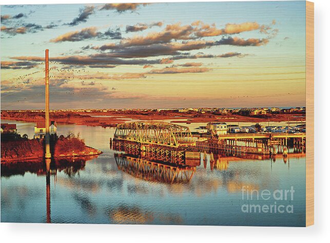 Sunset Wood Print featuring the photograph Golden hour bridge by DJA Images