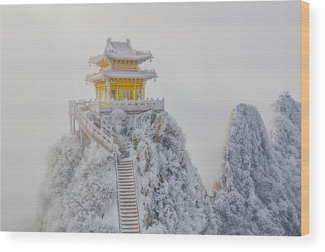 Landscape Wood Print featuring the photograph Golden Roof by Simoon
