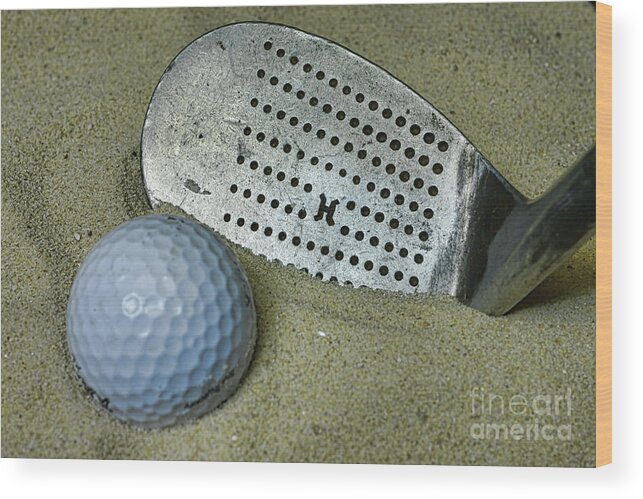 Paul Ward Wood Print featuring the photograph Golf Trapped in the Sand by Paul Ward