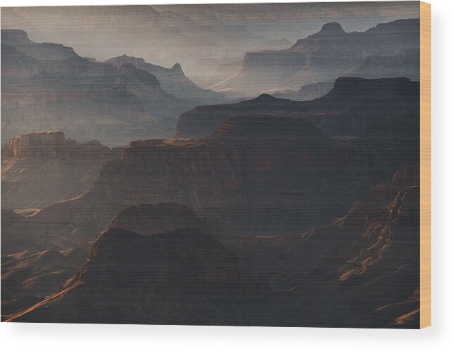 Fog Wood Print featuring the photograph Grand Canyon by Witold Ziomek