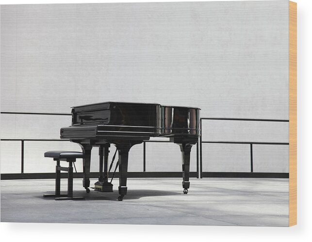 Piano Wood Print featuring the photograph Grand Piano On Stage by Sebastian-julian