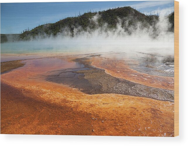 Scenics Wood Print featuring the photograph Grand Prismatic Spring Geyser In by Rafalkrakow