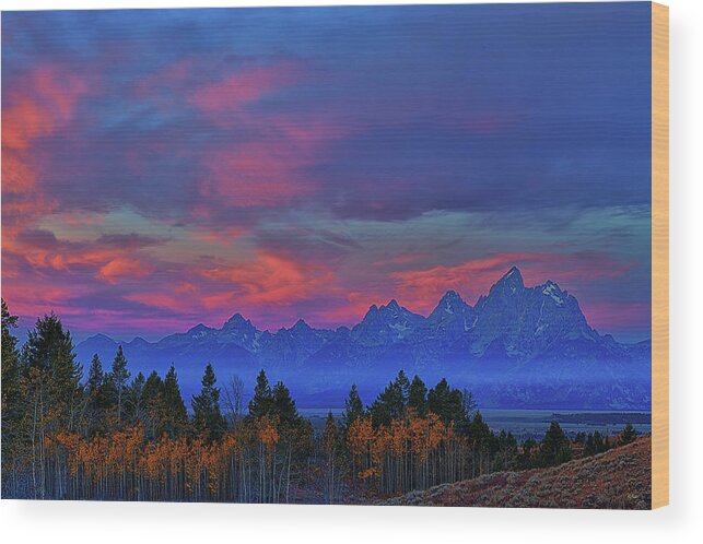 Grand Teton National Park Wood Print featuring the photograph Grand Teton Autumn Morning Light by Greg Norrell