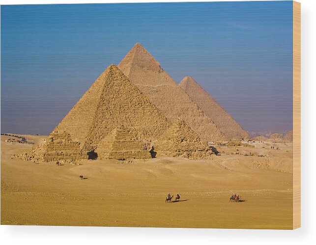 Art And Craft Product Wood Print featuring the photograph Great Pyramids Of Egypt by Stuart Dee