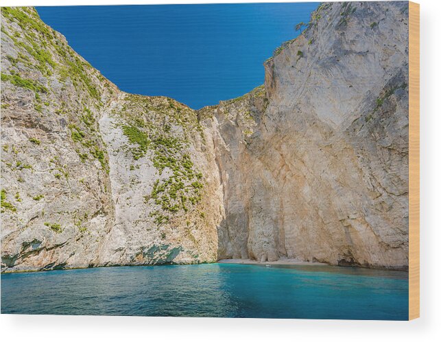 Landscape Wood Print featuring the photograph Greece, Cliff Landscape With Sea by Levente Bodo