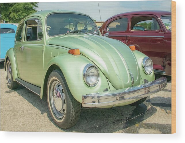 Volkswagon Wood Print featuring the photograph Green VW Bug by John Kirkland