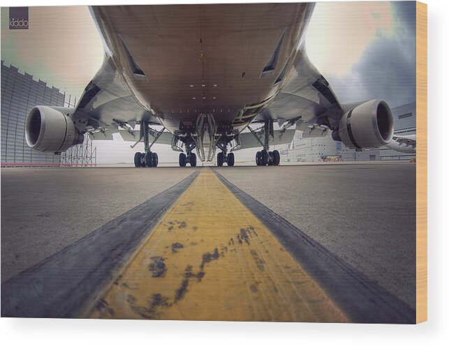 Outdoors Wood Print featuring the photograph Ground Level Shot Of Plane by Happykiddo Photography