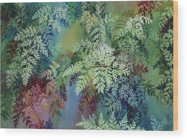 Rainforest Wood Print featuring the painting Veils of Palapalai by Kelly Miyuki Kimura