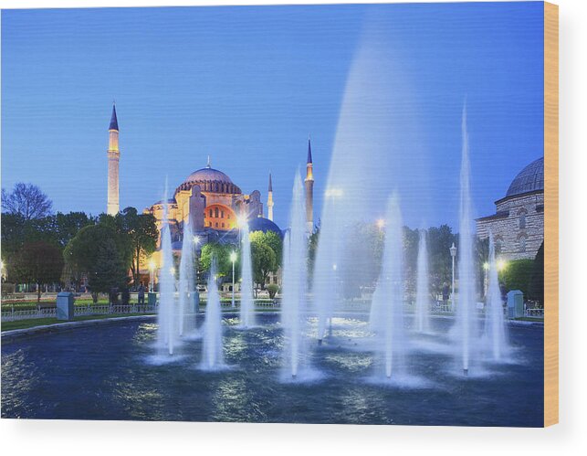Estock Wood Print featuring the digital art Hagia Sophia, Istanbul, Turkey by Massimo Borchi