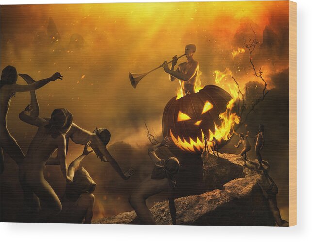 Burn Wood Print featuring the photograph Halloween In Hamelin by Christophe Kiciak