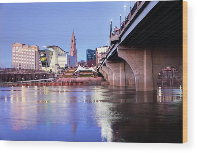 Downtown District Wood Print featuring the photograph Hartford, Connecticut by Denistangneyjr