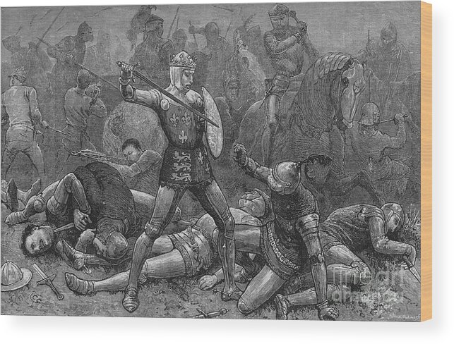 1880-1889 Wood Print featuring the drawing Henry And Alencon At Agincourt, 25 by Print Collector