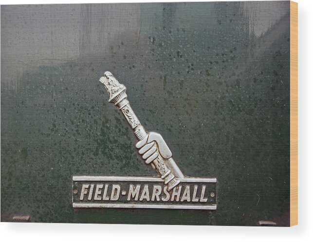Heskin Wood Print featuring the photograph HESKIN VINTAGE RALLY. Field Marshall Logo. by Lachlan Main