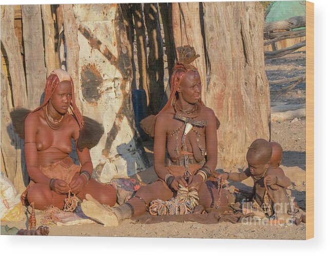 Himba Wood Print featuring the photograph Himba village, Kaokoveld, Namibia, Africa b4 by Eyal Bartov