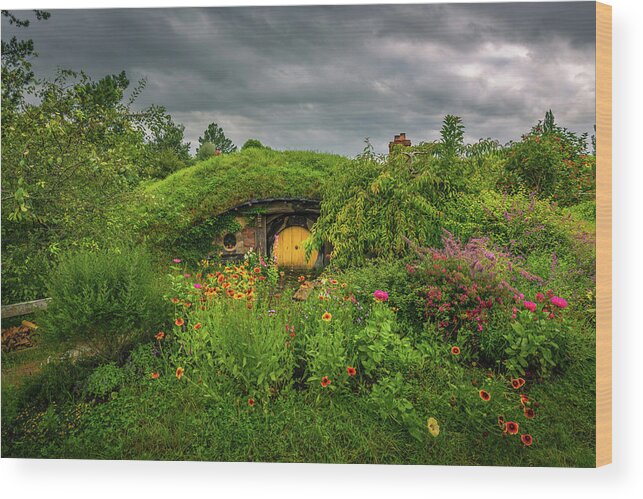 Hobbit House Wood Print featuring the photograph Hobbit Garden in Bloom by Racheal Christian