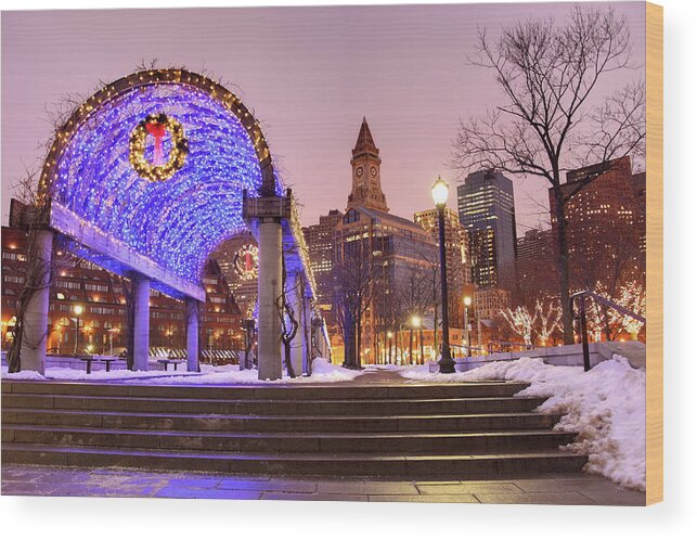 Downtown District Wood Print featuring the photograph Holidays In Boston by Denistangneyjr