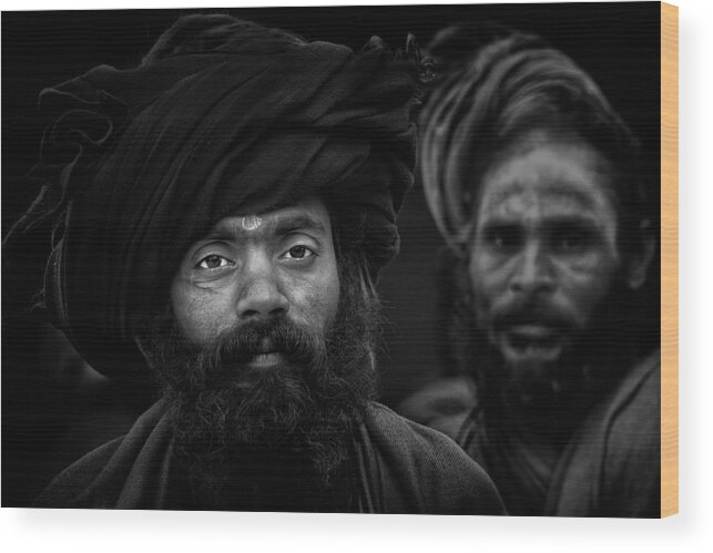 Holy Wood Print featuring the photograph Holy Men. Kumbha Mela. Allahabad by Giovanni Cavalli