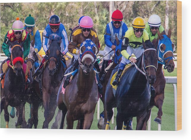 Racing Wood Print featuring the photograph Horse Race by L Bosco