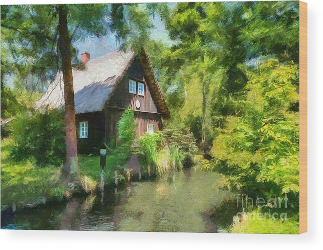 Old House Wood Print featuring the painting Idyllic Spreewald by Eva Lechner