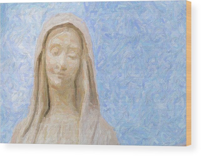 Christ Wood Print featuring the photograph illustration of Our Lady of Medjugorje by Vivida Photo PC