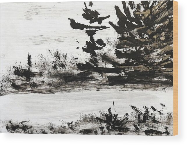 India Ink Wood Print featuring the painting Ink Prochade 2 by Petra Burgmann