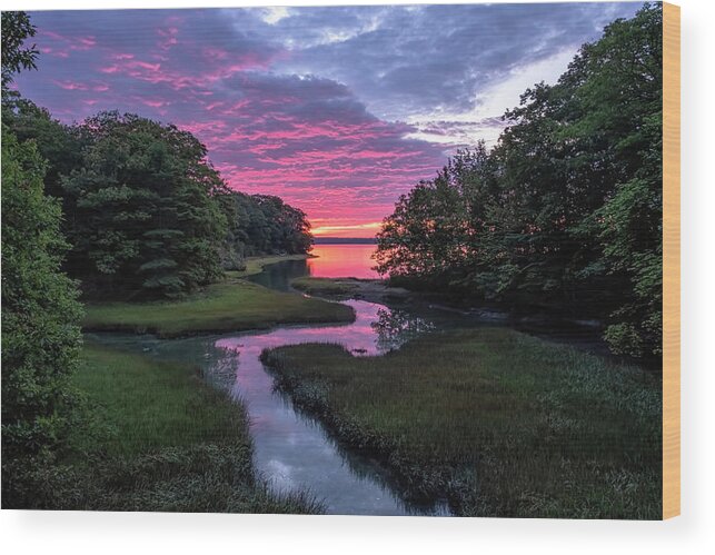 South Freeport Harbor Maine Wood Print featuring the photograph Inlet Sunrise by Tom Singleton