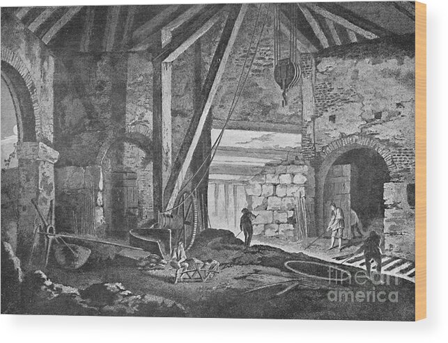 Working Wood Print featuring the drawing Interior Of A Smelting-house by Print Collector