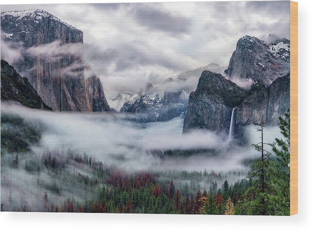 Inversion Wood Print featuring the photograph Inversion at Tunnel View by David Soldano