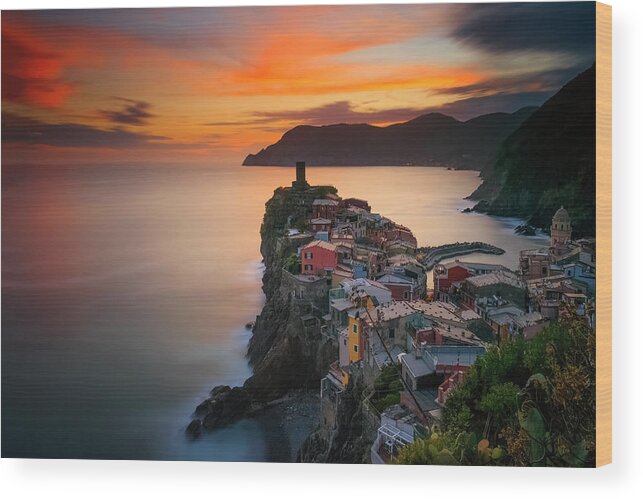 Agua Wood Print featuring the photograph Italy, Vernazza Overview Of Coastal by Jaynes Gallery