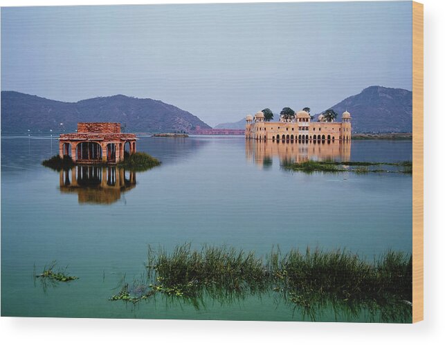 Tranquility Wood Print featuring the photograph Jal Mahal by Subir Basak