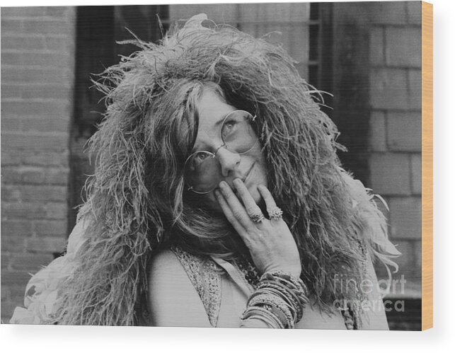 Singer Wood Print featuring the photograph Janis Joplin At The Hotel Chelsea In Nyc by The Estate Of David Gahr